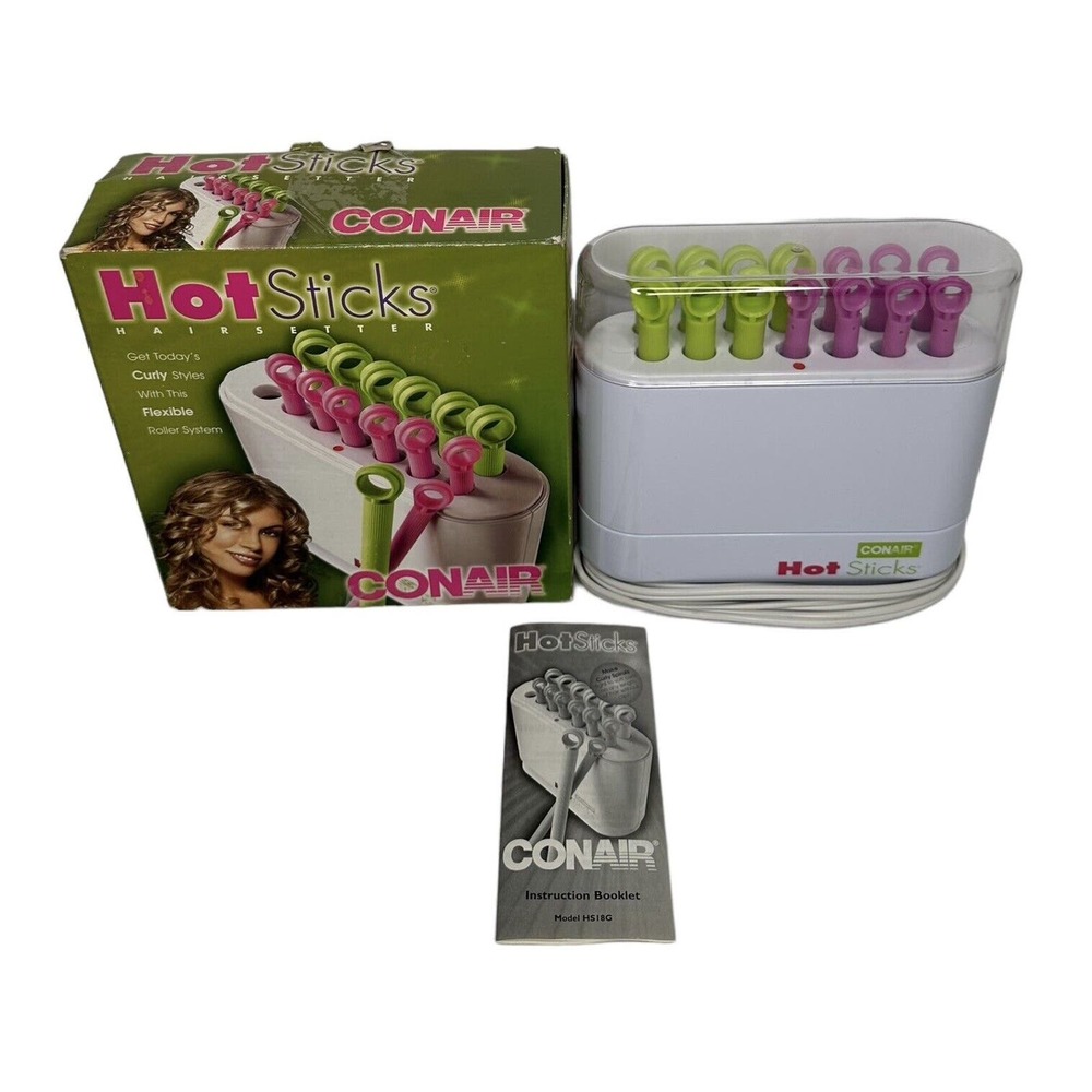 Conair Hot Sticks Hair Setter Hot Rollers 14 Flexible Curlers HS18G Prom Pageant